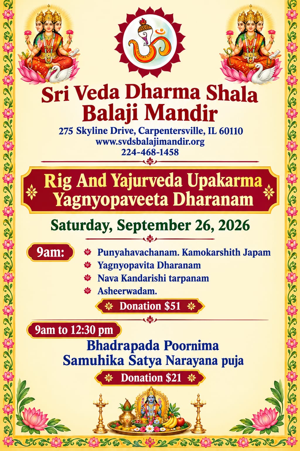 Rig & Yajurveda Upakarma - Yagnyopaveeta Dharanam